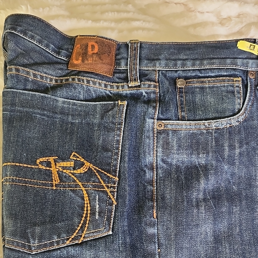 Men's Vintage 1987 Blue Denim Jeans With Yellow Stitching